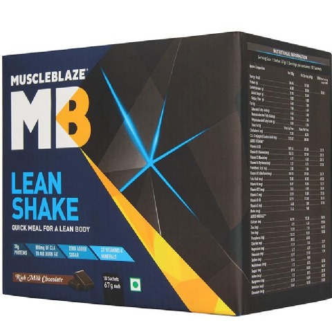 MuscleBlaze Lean Shake, 10 sachets/pack Rich Milk Chocolate MuscleBlaze Lean Shake, 10 sachets/pack Rich Milk Chocolate