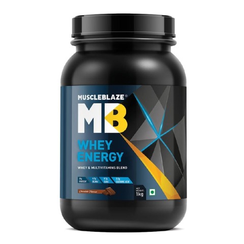 MuscleBlaze Whey Energy Protein Supplement Powder with Vitamins & Minerals, 2.2 lb 30 Servings (Chocolate) MuscleBlaze Whey Energy Protein Supplement Powder with Vitamins & Minerals, 2.2 lb 30 Servings (Chocolate)