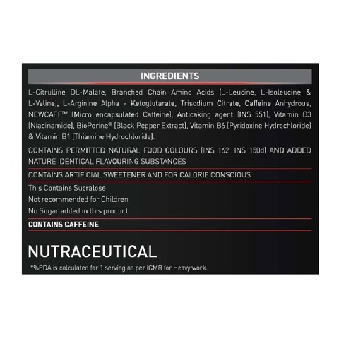 Ingredient - MuscleBlaze PRE Workout 300, 0.55 lb Melon Twist Ingredient - MuscleBlaze PRE Workout 300, 0.55 lb Melon Twist