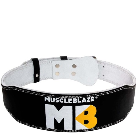 3 - MuscleBlaze Weightlifting Leather Belt, Black 4 Inch Large 3 - MuscleBlaze Weightlifting Leather Belt, Black 4 Inch Large