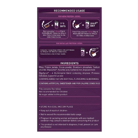 ingredients - MuscleBlaze Women Iso-Whey, 2.2 lb Chocolate ingredients - MuscleBlaze Women Iso-Whey, 2.2 lb Chocolate
