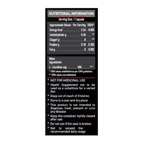Supplement - MuscleBlaze L-Carnitine L-Tartrate, 60 capsules Unflavoured Supplement - MuscleBlaze L-Carnitine L-Tartrate, 60 capsules Unflavoured