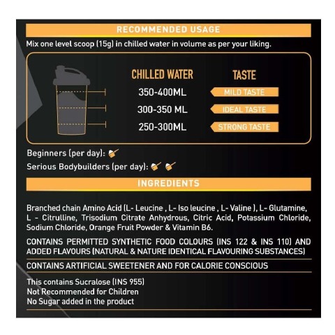 RecommendedUsage - MuscleBlaze BCAA Gold 8:1:1, 0.99 lb Raspberry Lemonade RecommendedUsage - MuscleBlaze BCAA Gold 8:1:1, 0.99 lb Raspberry Lemonade