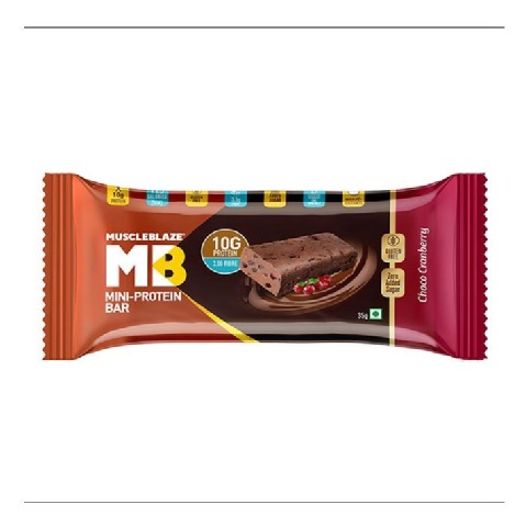 Front - MuscleBlaze Mini-Protein Bar (10g Protein), 6 Piece(s)/Pack Choco Cranberry Front - MuscleBlaze Mini-Protein Bar (10g Protein), 6 Piece(s)/Pack Choco Cranberry