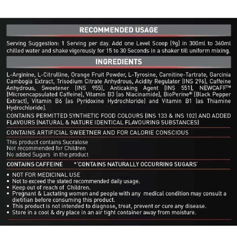 RecommendedUsage - MuscleBlaze Pre Workout Ripped, 0.55 lb Green Apple RecommendedUsage - MuscleBlaze Pre Workout Ripped, 0.55 lb Green Apple