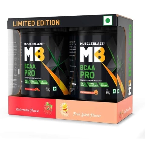 MuscleBlaze Bcaa Pro Two Flavor Pack, 2 Piece(s)/Pack Fruit Splash & Watermelon MuscleBlaze Bcaa Pro Two Flavor Pack, 2 Piece(s)/Pack Fruit Splash & Watermelon