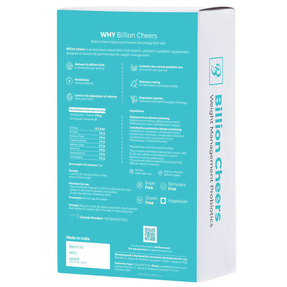 back - Billion Cheers Weight Management Probiotics,  5 sachets/pack 