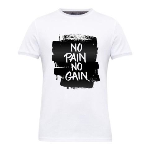 1 - Gym Brute No Pain No Gain T Shirt,  White  XL 