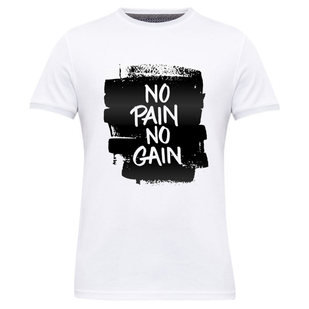 1 - Gym Brute No Pain No Gain T Shirt,  White  XL 