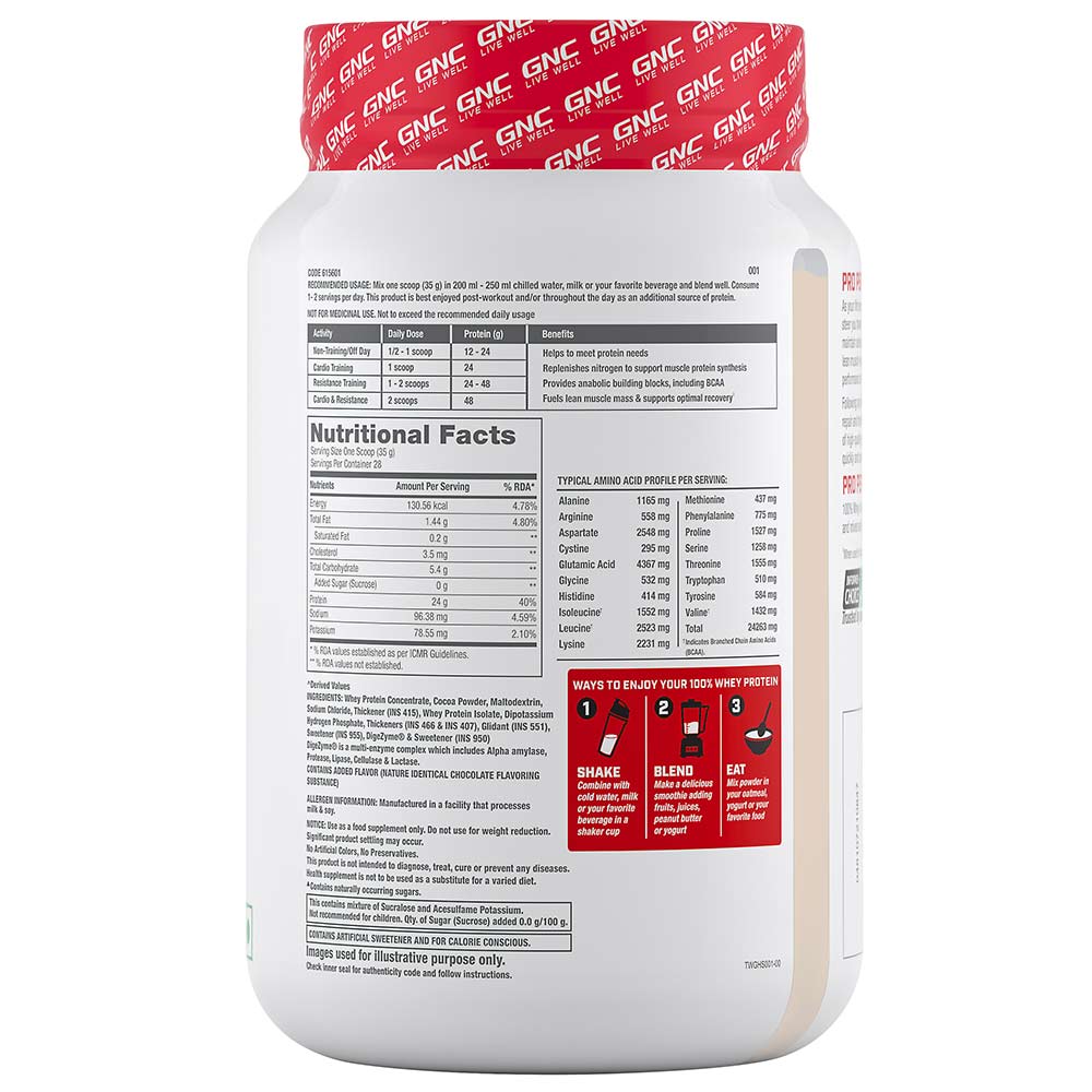 supplementinfo - GNC Pro Performance 100% Whey Protein,  2.2 lb  Chocolate Fudge 