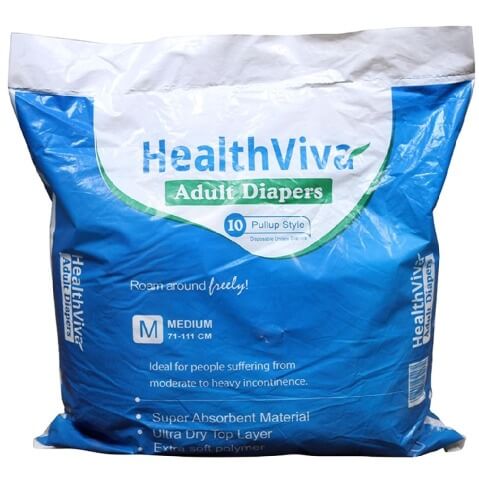 HealthViva Pull Up Adult Diapers,  Medium  10 