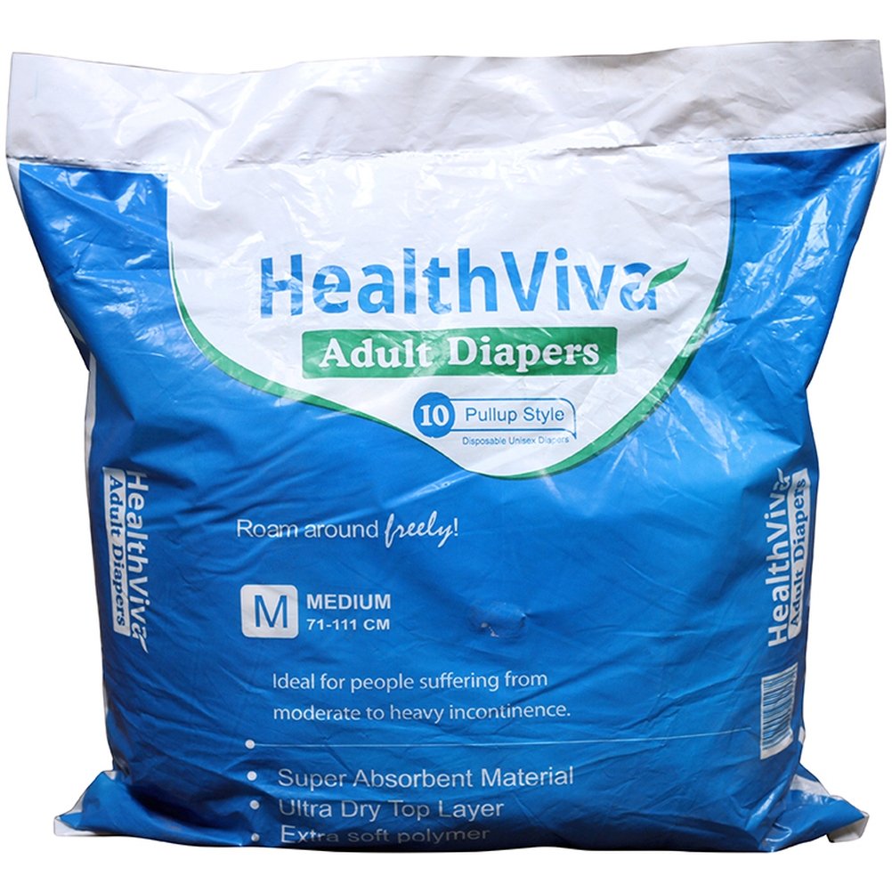 HealthViva Pull Up Adult Diapers,  Medium  10 