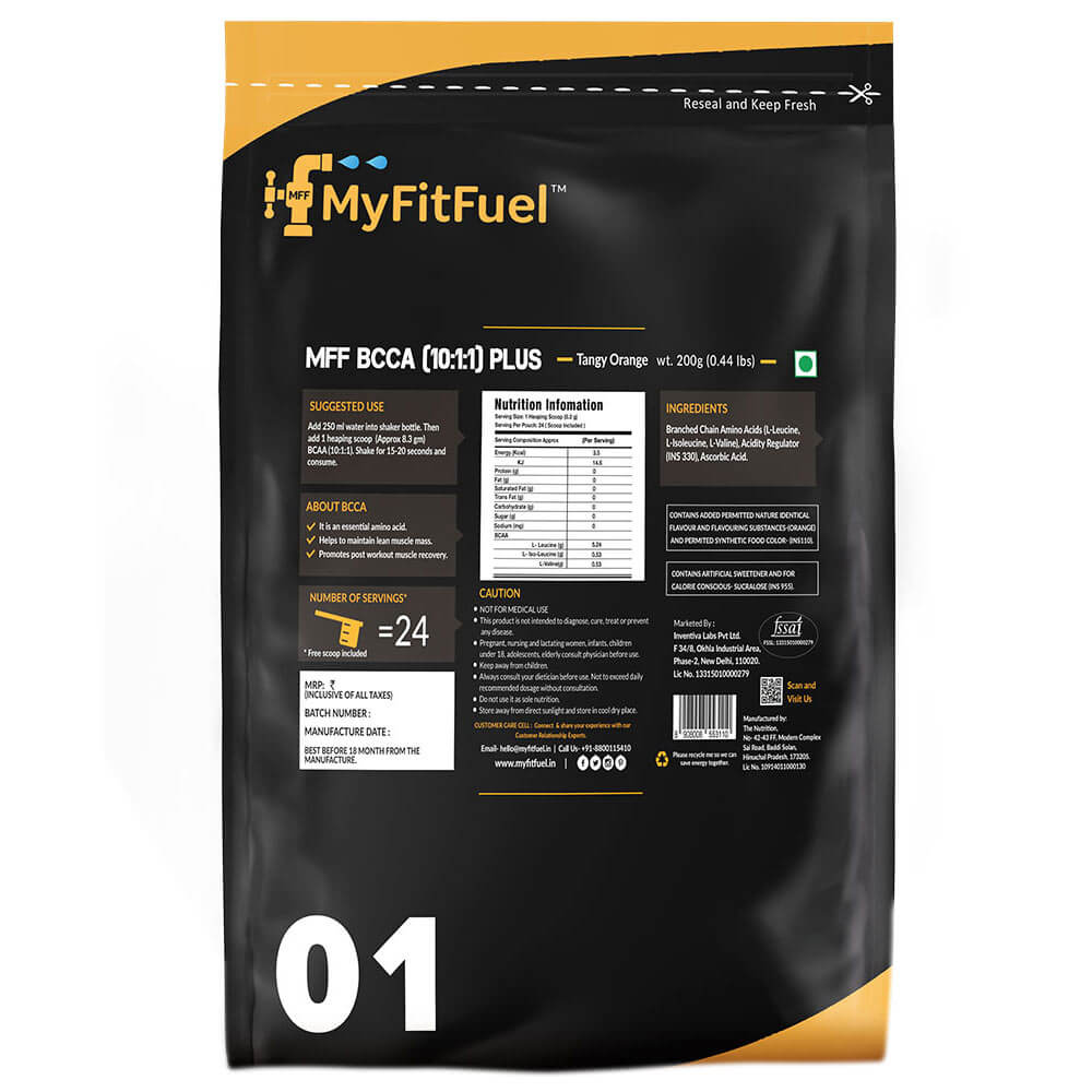 supplementinfo - MyFitFuel BCAA 10:1:1 Plus,  0.44 lb  24 Servings  Tangy Orange 