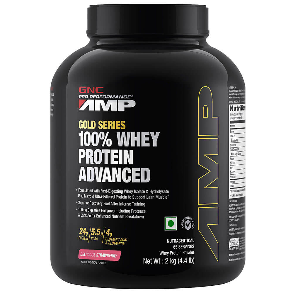 2 - GNC Amp Gold Series 100% Whey Protein Advanced,  4.4 lb  Delicious Strawberry 