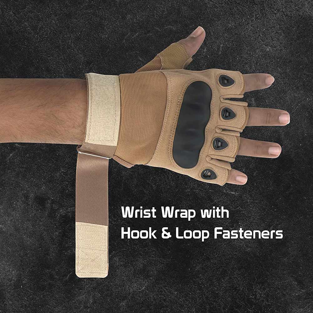 4 - Fitsy Gym Gloves with Wrist Wrap for Workouts,  Brown  Medium 