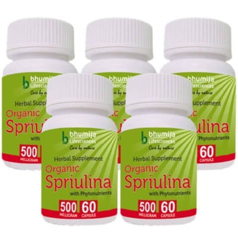 Bhumija Organic Spirulina (Pack of 5), 60 capsules Bhumija Organic Spirulina (Pack of 5), 60 capsules