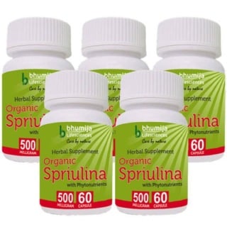 Bhumija Organic Spirulina (Pack of 5), 60 capsules