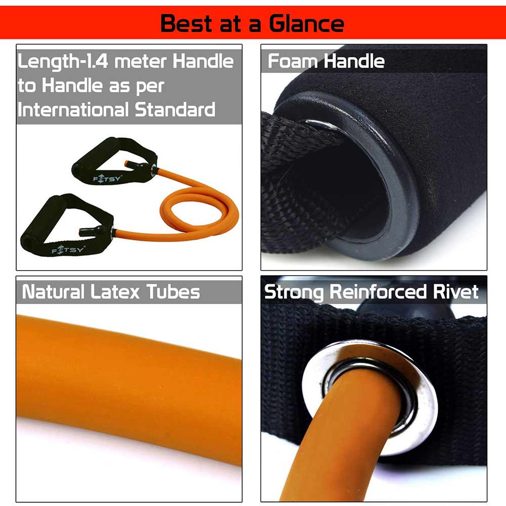 2 - Fitsy Resistance Tube (AR1263-64),  Red and Orange Light  Medium 