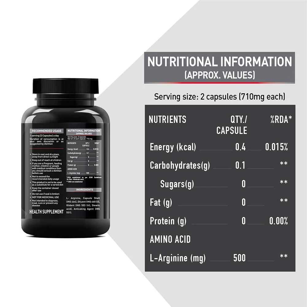 MuscleBlaze L-Arginine, 90 capsules Unflavoured - Pack of 2