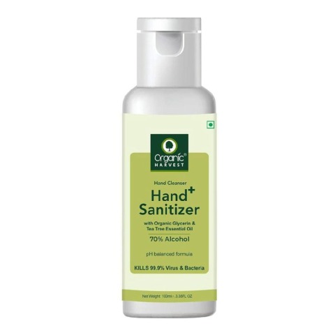 2 - Organic Harvest Hand Cleanser & Sanitizer,  Fragrance Free  100 ml  Kills 99.9% Virus & Bacteria 