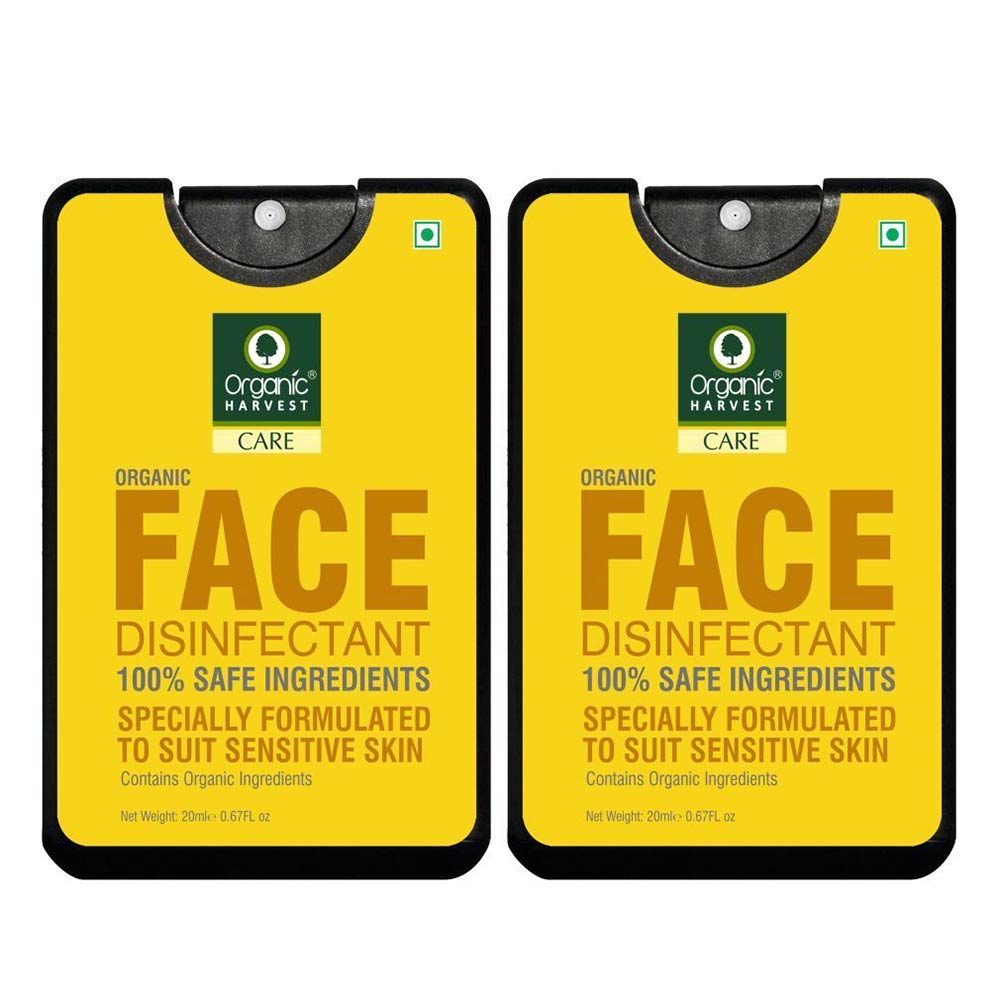 1 - Organic Harvest Face Disinfectant Mist,  Fragrance Free  20 ml  for Sensitive Skin (Pack of 2) 