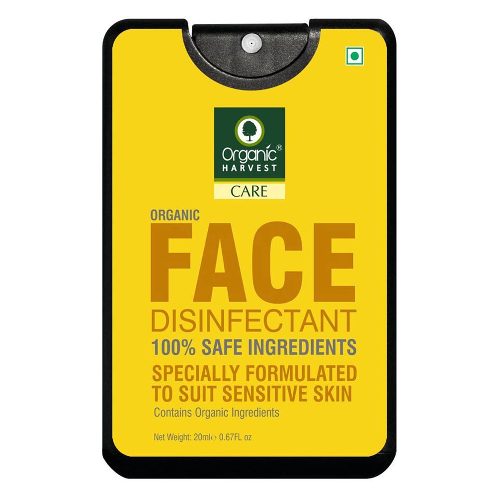 Front - Organic Harvest Face Disinfectant Mist,  Fragrance Free  20 ml  for Sensitive Skin (Pack of 3) 