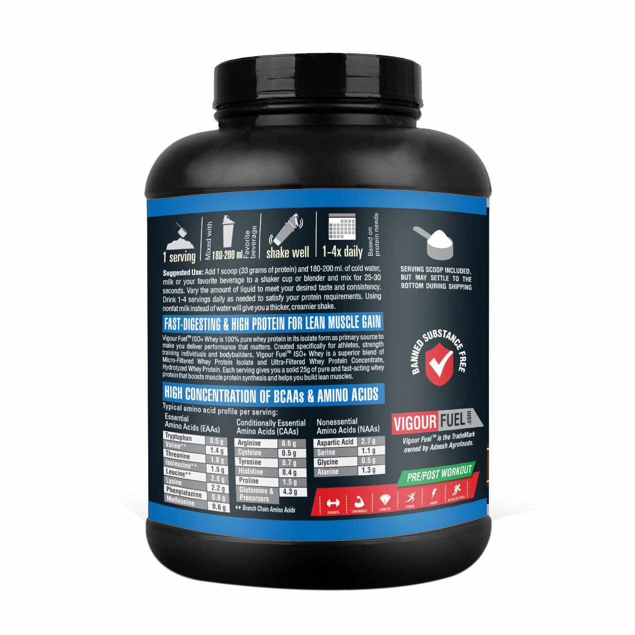 Vigour Fuel Iso Plus Whey Protein,  2.2 lb  Mint Chocolate 
