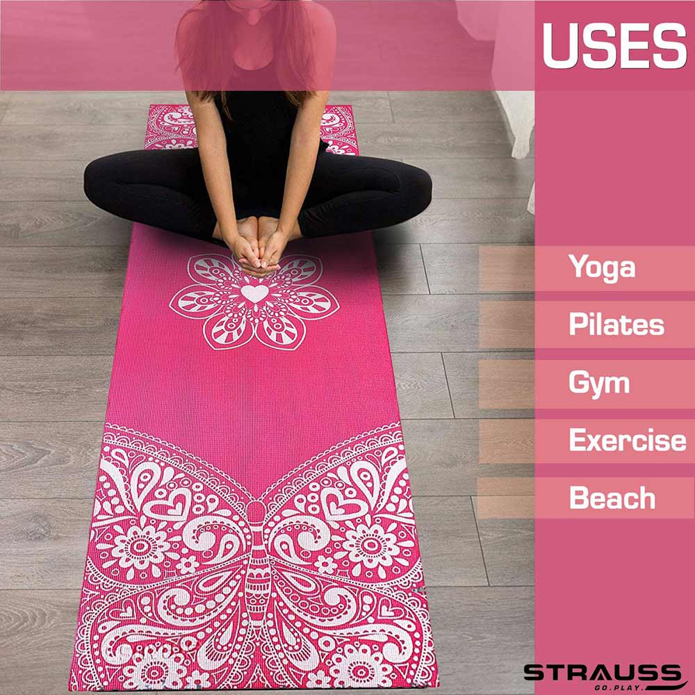 4 - Strauss Meditation Butterfly Yoga Mat,  Pink  5 mm 