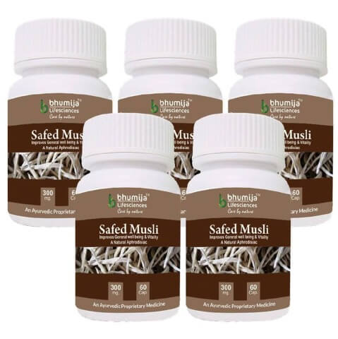 Bhumija Safed Musli (Pack of Five), 60 capsules Bhumija Safed Musli (Pack of Five), 60 capsules