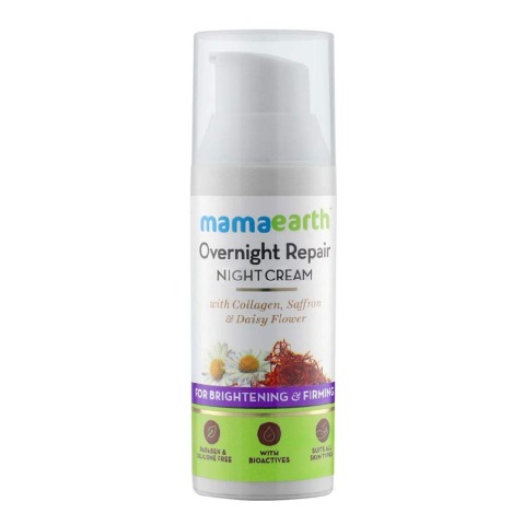 2 - Mamaearth Overnight Repair Night Cream,  50 ml  with Collagen, Saffron & Daisy Flower for Brightening & Firming 