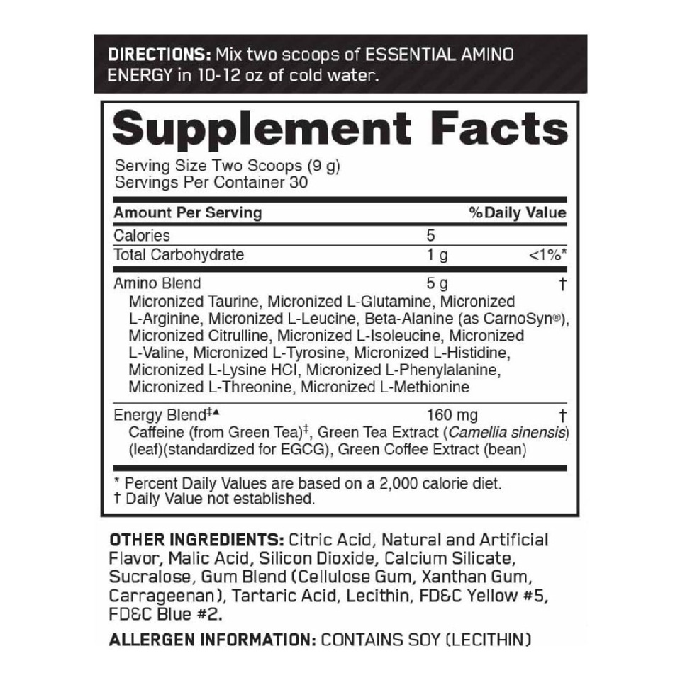 OPTIMUM NUTRITION ESSENTIAL AMINO ENERGY LEMON LIME 30 SERVINGS