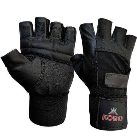KOBO Leather Weight Lifting Gloves (3614), Black Small KOBO Leather Weight Lifting Gloves (3614), Black Small