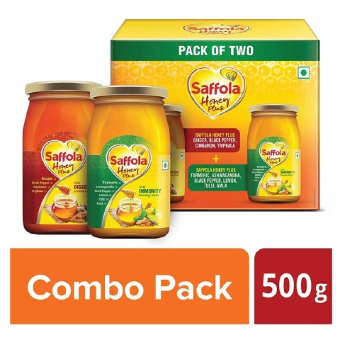 1 - Saffola Honey Plus with Immunity & Digestive,  2 Piece(s)/Pack  Natural 