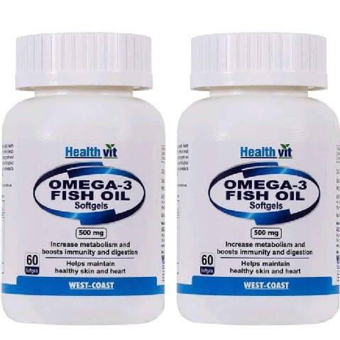 Healthvit Omega 3 Fish Oil 500 mg (Pack of 2), 60 softgels Healthvit Omega 3 Fish Oil 500 mg (Pack of 2), 60 softgels