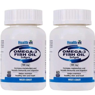 Healthvit Omega 3 Fish Oil 500 mg (Pack of 2), 60 softgels