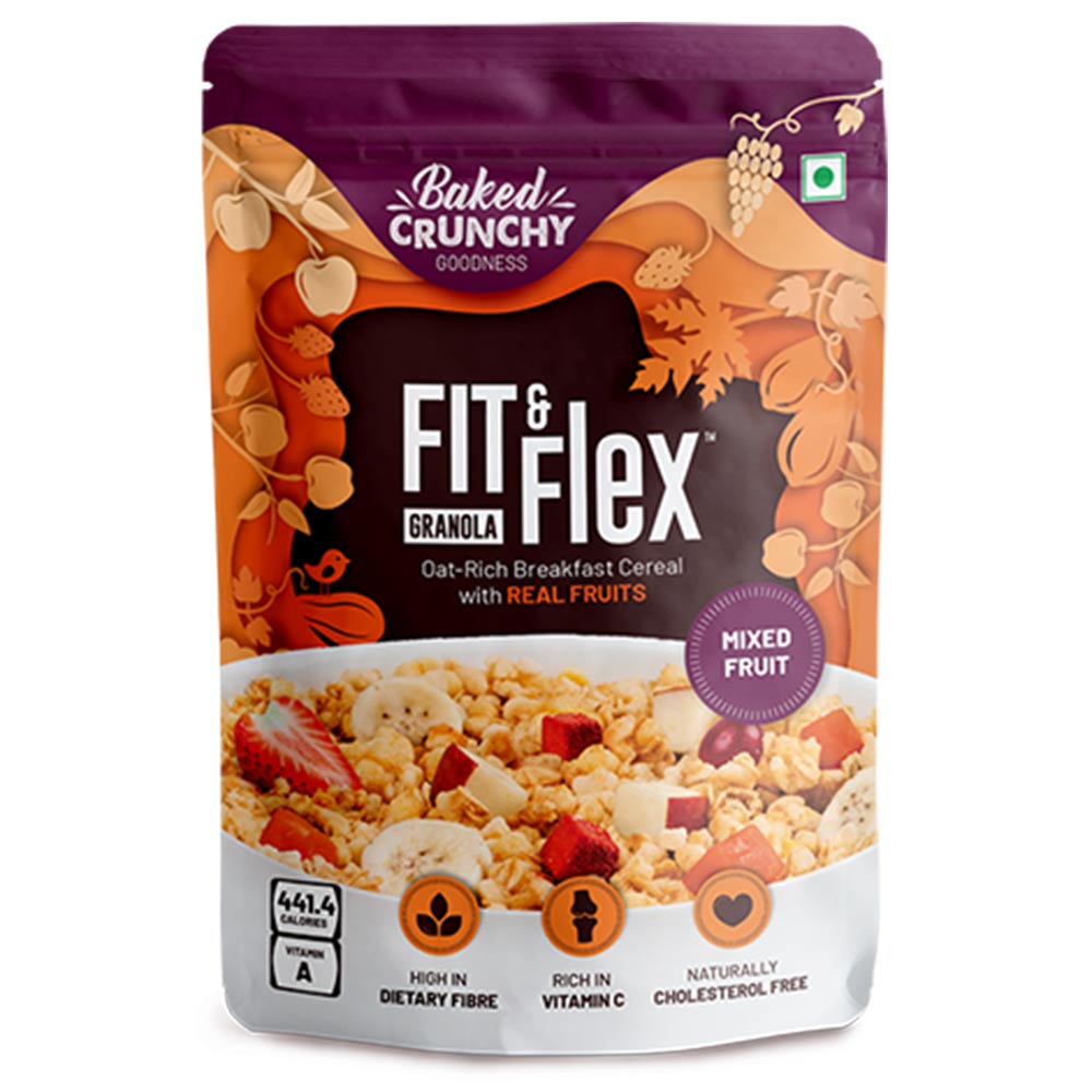 Fit & Flex Granola Oat Rich Breakfast Cereal with Real Fruits,  275 g  Mixed Fruits 