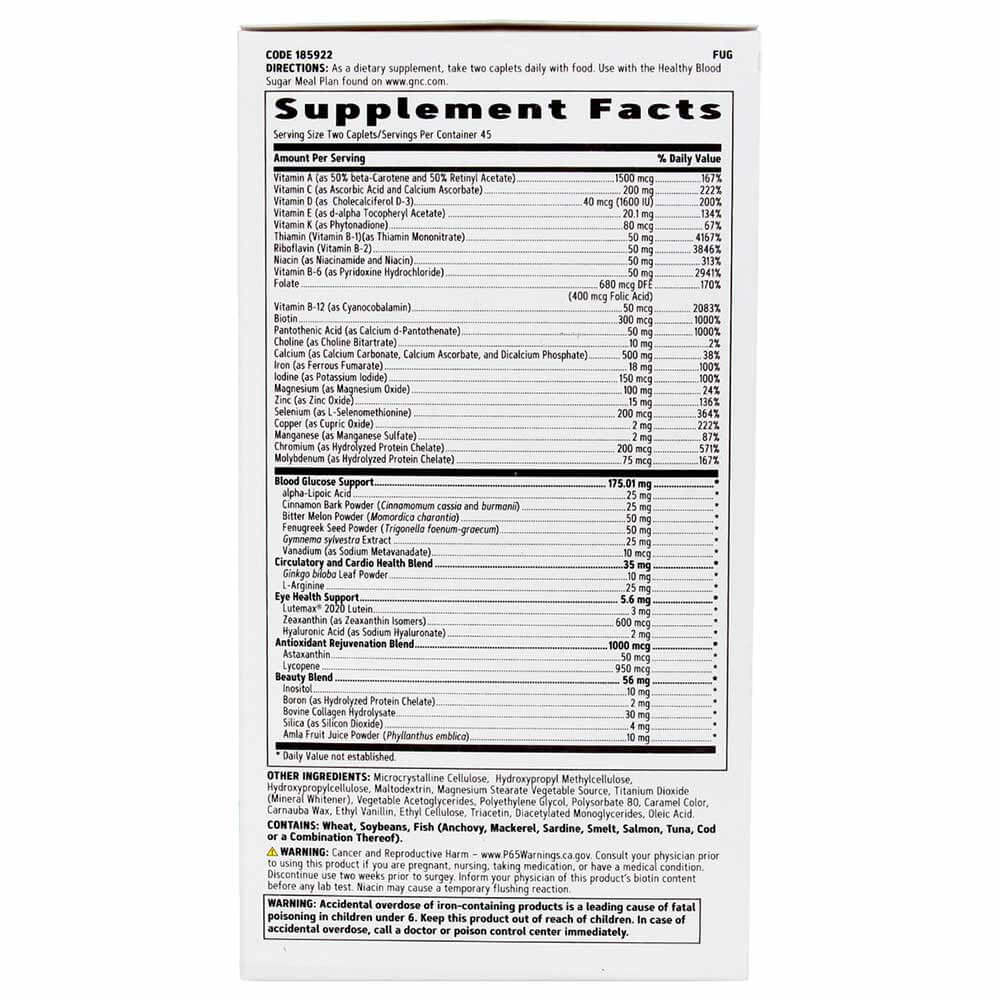 supplement - GNC Womens Ultra Mega Diabetic Support,  90 caplets 