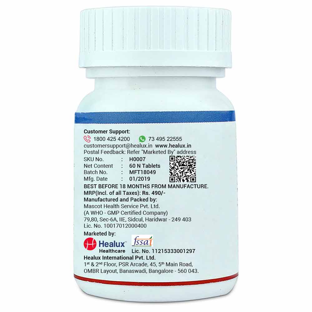 back - Healux Bone Power Calcium + Vitamin D3,  60 tablet(s)  Unflavoured 