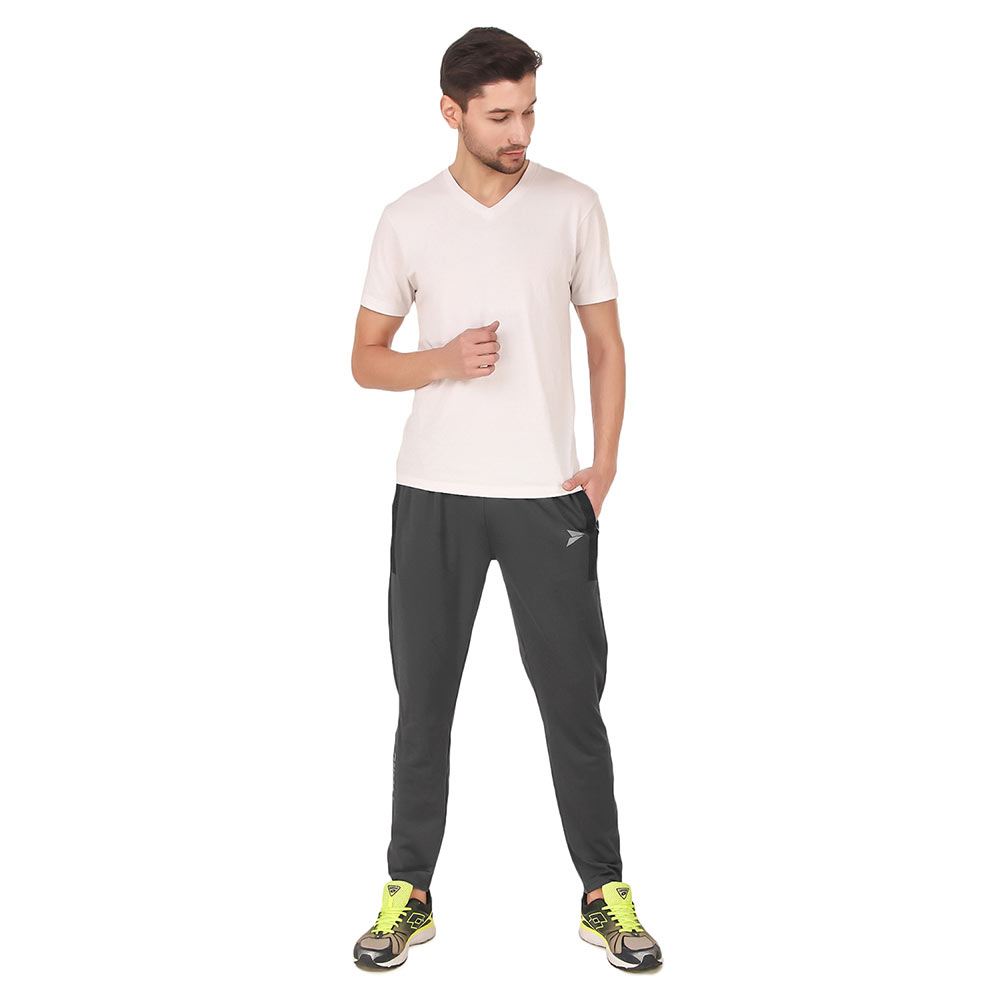 5 - Fitinc Lycra Stretchable Trackpant for Men with Two Side Zipper Pockets,  Grey  Medium 