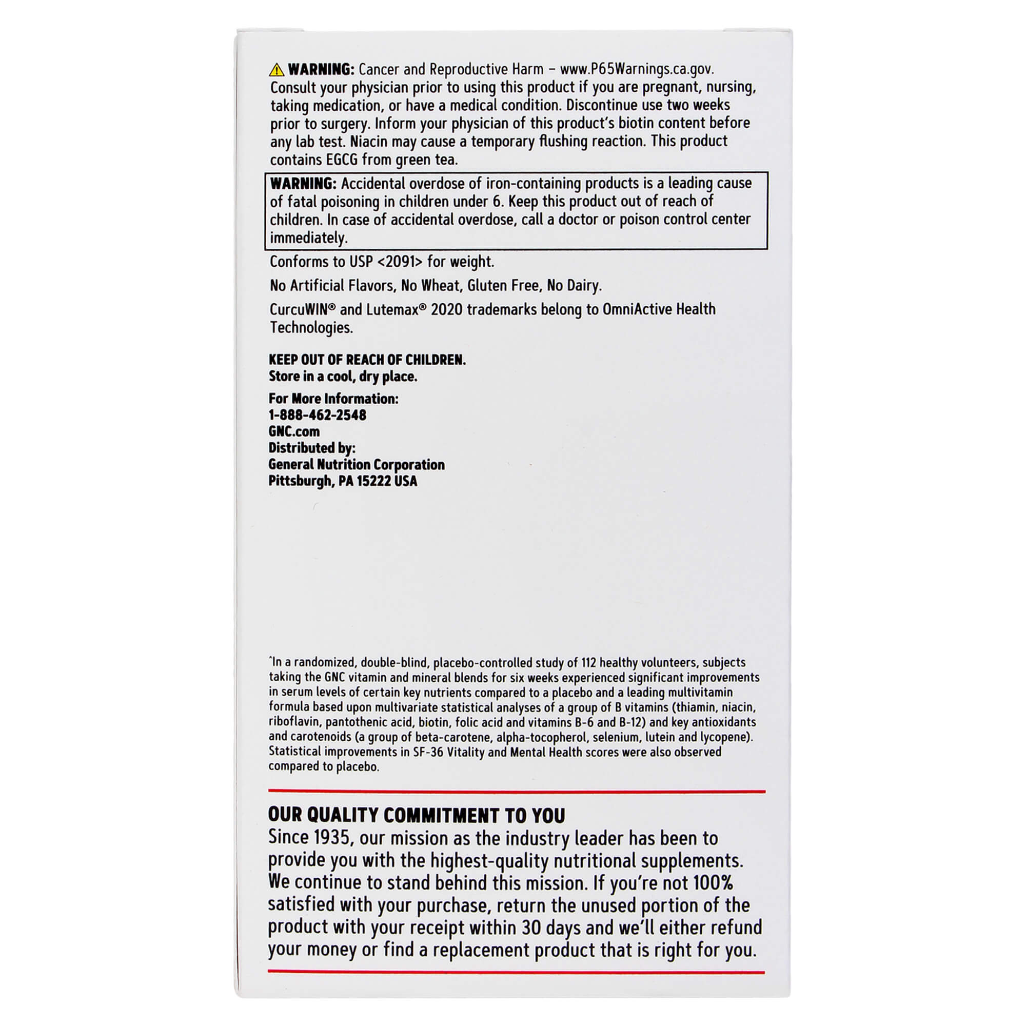 back - GNC Women's Ultra Mega Active,  90 caplets  Unflavoured 