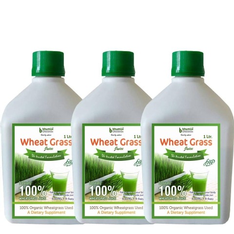 Bhumija Wheat Grass Juice - Pack of 3, Sugar Free 1 L Bhumija Wheat Grass Juice - Pack of 3, Sugar Free 1 L