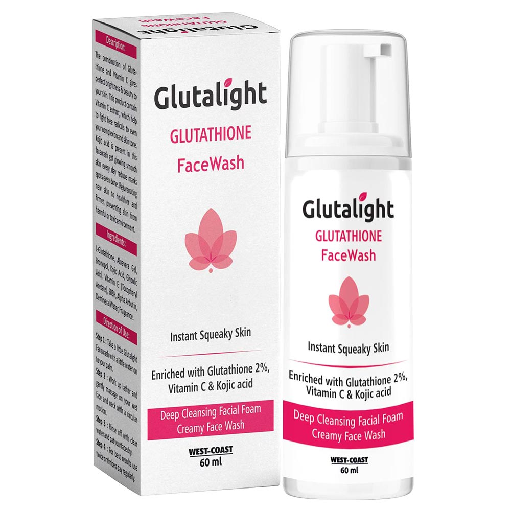 Glutalight Glutathione Face Wash,  60 ml  for All Types of Skin 