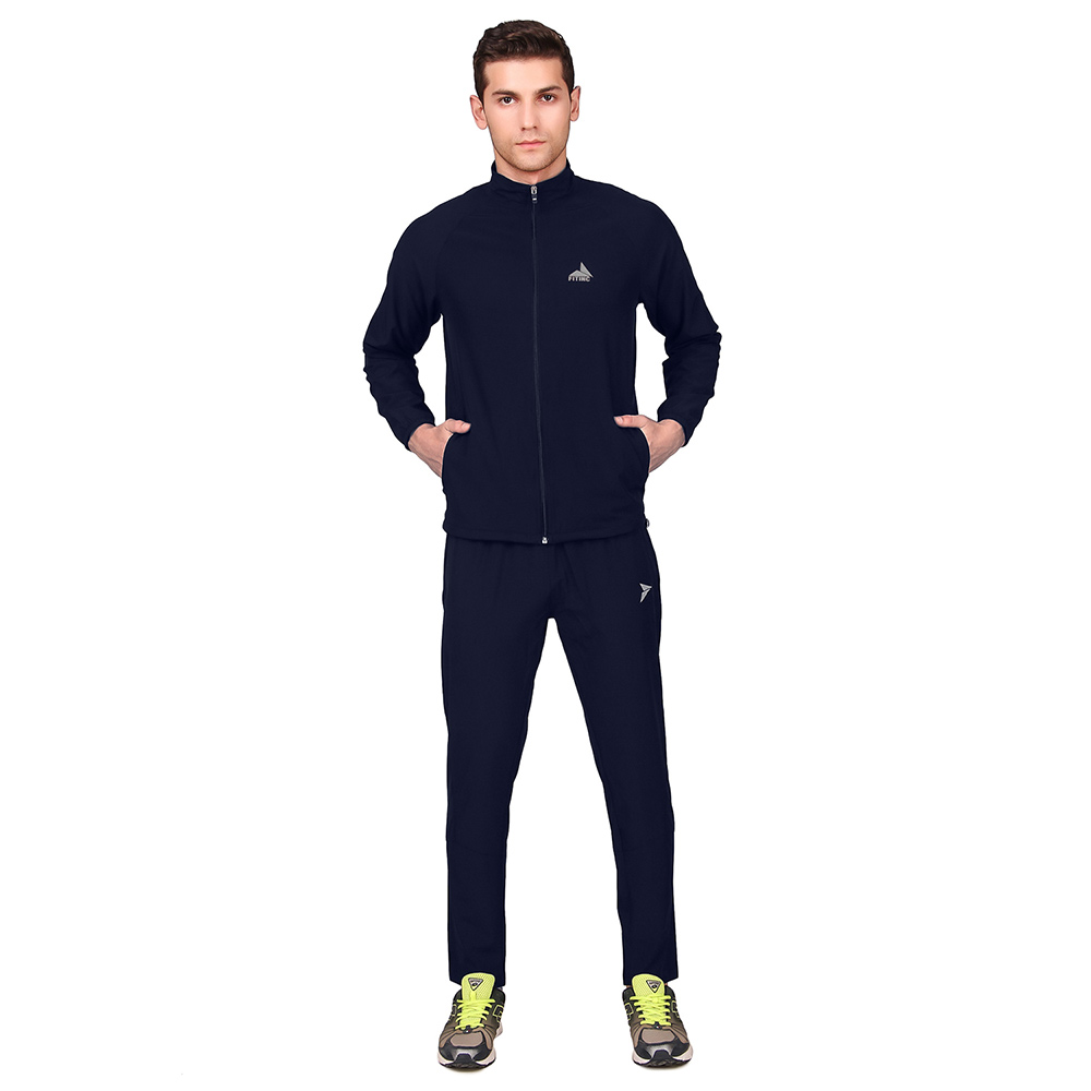 1 - Fitinc Men's Polycotton Regular Fit Track Suit with Two Zipper Pockets,  Navy Blue  Small 