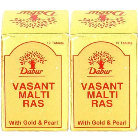 Dabur Vasant Malti Ras with Gold & Pearls, 10 tablet(s) - Pack of 2 Dabur Vasant Malti Ras with Gold & Pearls, 10 tablet(s) - Pack of 2