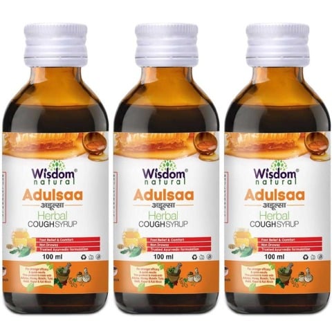 1 - Wisdom Natural Adulsaa Cough Syrup with Honey -Pack of 3,  100 ml 
