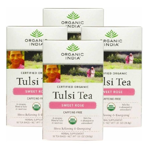 Organic India Tulsi Tea, Sweet Rose 18 Piece(s)/Pack - Pack of 4 Organic India Tulsi Tea, Sweet Rose 18 Piece(s)/Pack - Pack of 4