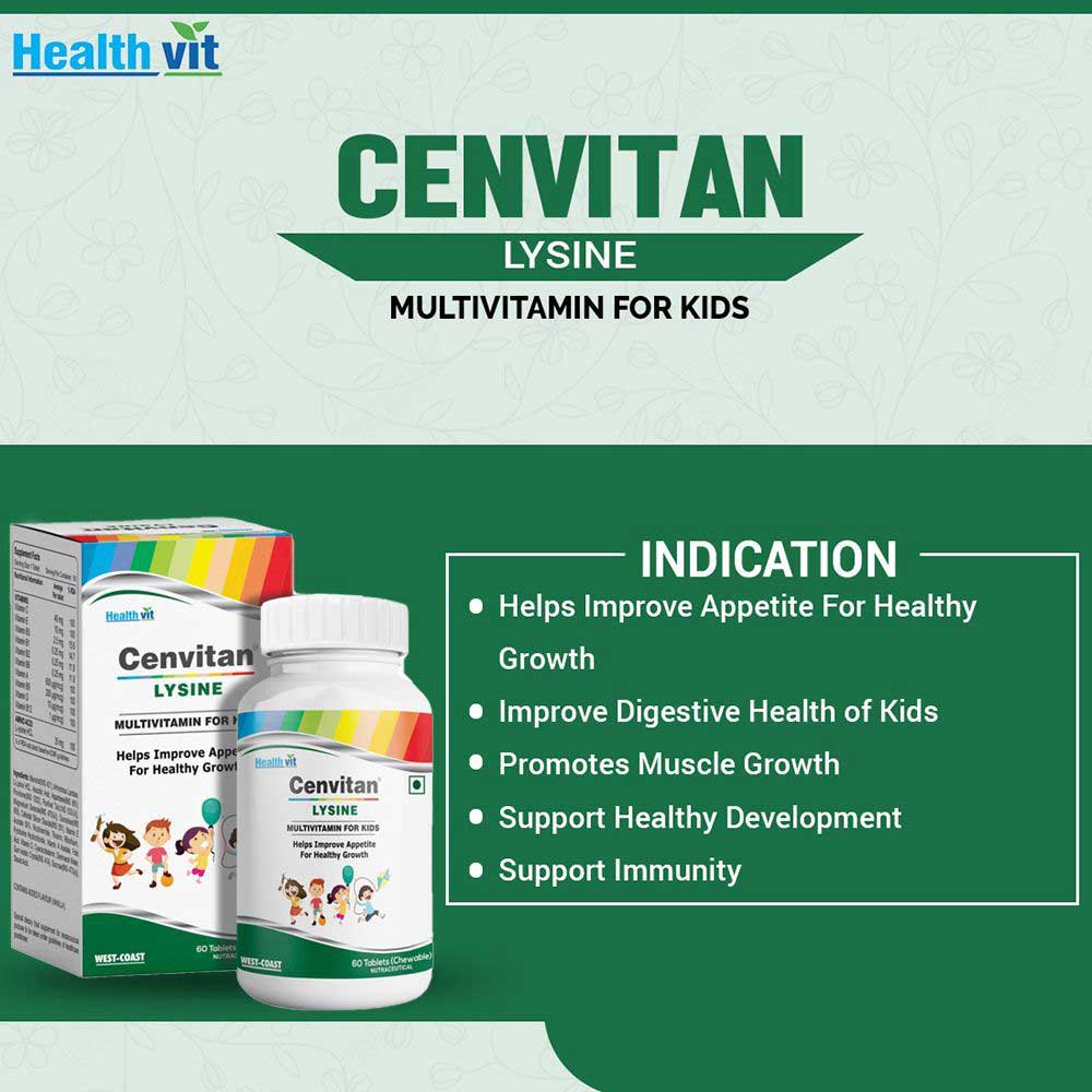 Healthvit Cenvitan Lysine Multivitamin for Kids, 60 tablet(s