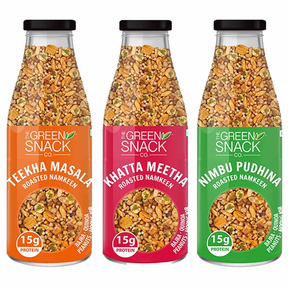 1 - The Green Snack Co. Roasted Namkeen - Pack of 3,  Assorted  100 g 