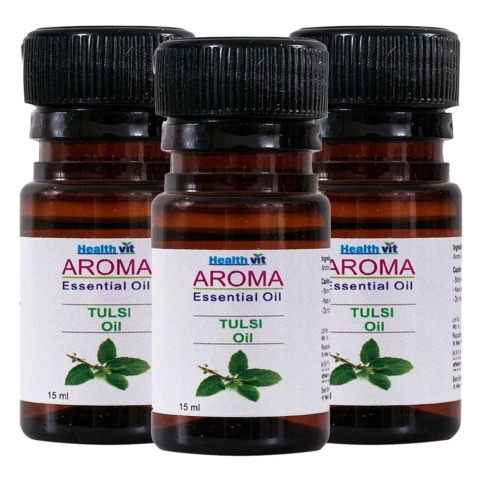 Healthvit Aroma Tulsi (Basil) Oil, for All Hair Types 15 ml - Pack of 3 Healthvit Aroma Tulsi (Basil) Oil, for All Hair Types 15 ml - Pack of 3