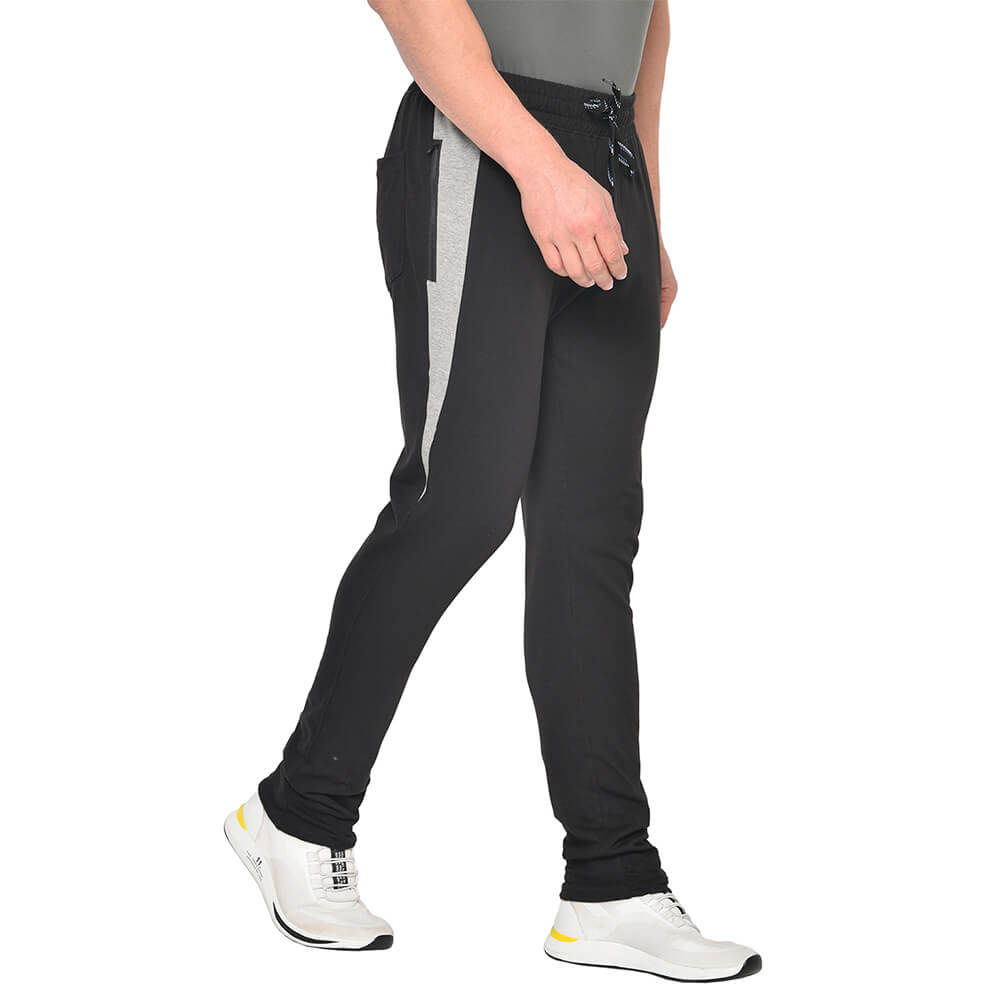 2 - Fitinc Striped Slim Fit Cotton Trackpant for Men,  Black  Small 